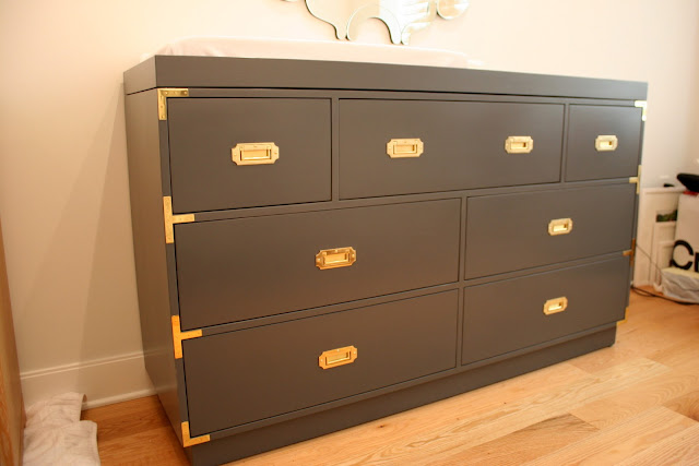 Campaign Furniture Solid Wood Campaign Dresser with Brass Trim