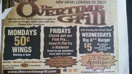 Restaurant «The Overtime Grill», reviews and photos, 610 N Greece Rd, Hilton, NY 14468, USA