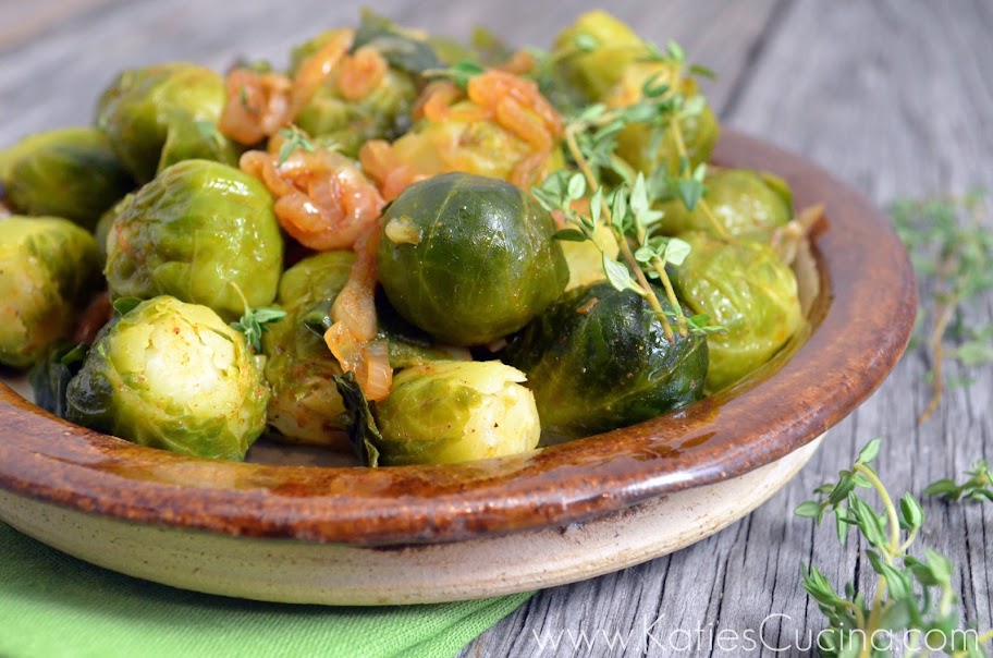 Smoked Paprika and Shallot Brussel Sprouts Guest Post from KatiesCucina.com #recipe #vegetarian