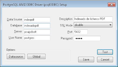 Crear origen de datos ODBC para acceso a PostgreSQL en PC con Windows 7