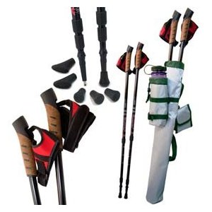 Pair of Traveler Nordic Walking Poles Set with Cork Grip, Carrying Bag ...