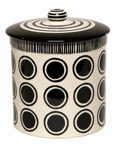  Caffco International M. Bagwell Collection Ceramic Canister, Black and White Pattern