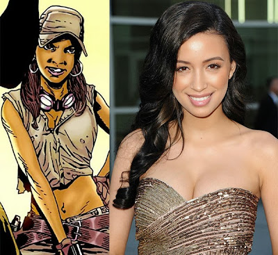 Rosita from The Walking Dead comic book and actress Christian Serratos