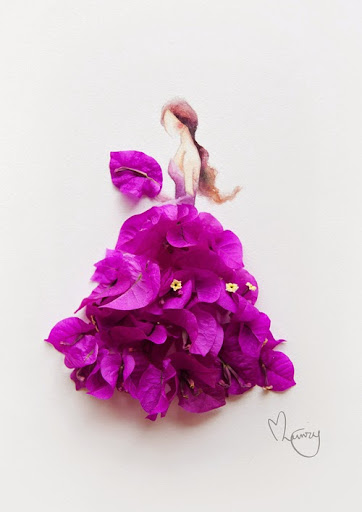 Воздушные акварельные барышни в цветочных платьях. Лим Чжи Вэй