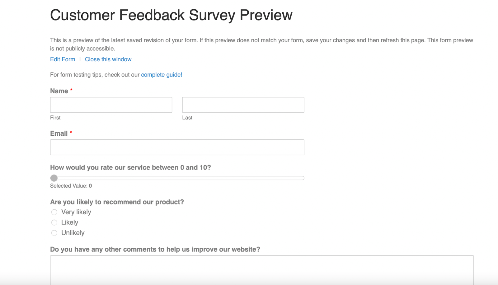 Preview your survey before hitting Publish!