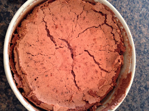 What chocolate torte looks like when it is baked and cooled. 