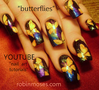 "funky fresh flowers for spring" "funky floral nail art" "butterfly nail art" "beautiful butterfly nails" "long nail art"