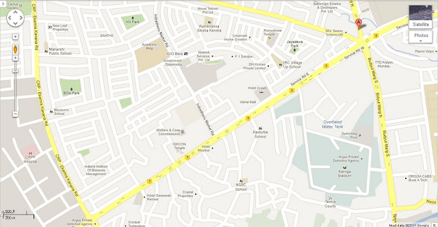 CRP - Ekram kanan Road - Service Road East - Bidyut Marg North Area Map Bhubaneswar 