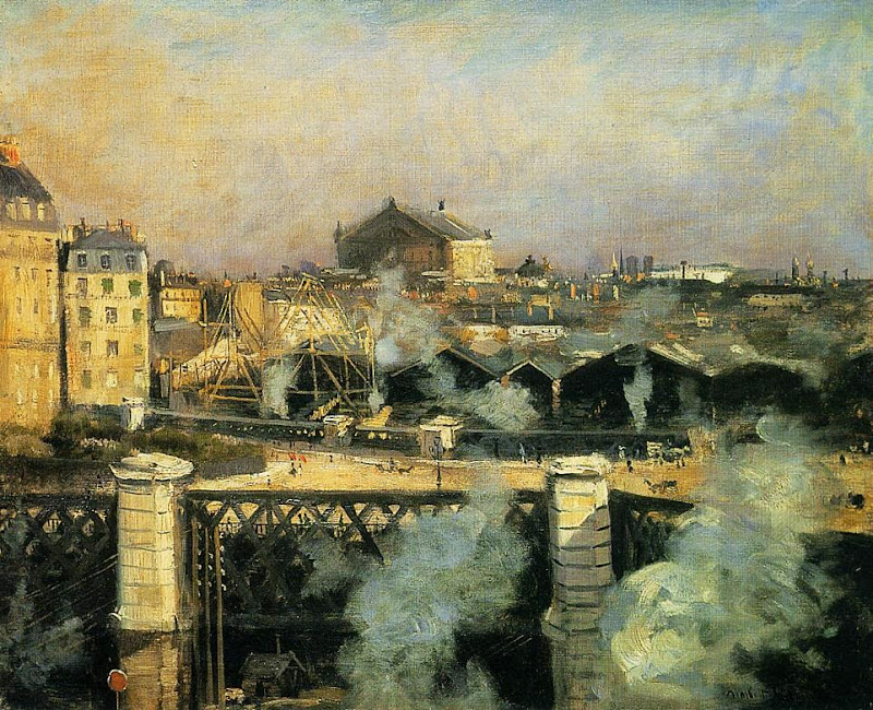 Norbert Goeneutte - The Pont de l'Europe and the Gare Saint-Lazare with Scaffolding