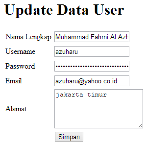 Update Data User update database dengan codeigniter