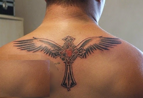 tribal wings cross tattoos designs