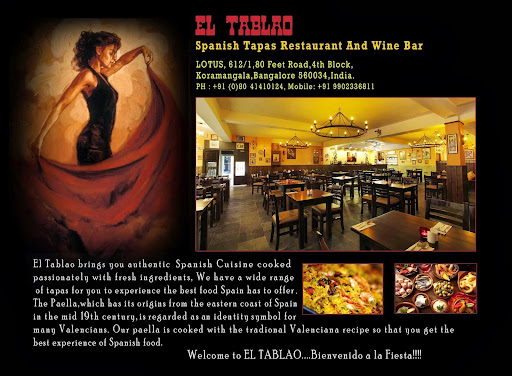 El Tablao, 612/1, 80 Feet Road, 4th Block, Koramangala, Bengaluru, Karnataka 560034, India, Tapas_Restaurant, state KA