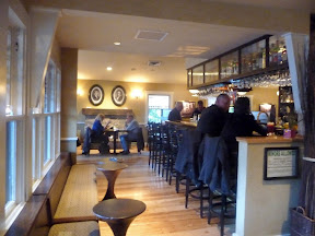 interior of Meriwether's restaurant in Portland- bar area, viewed from by the host stand