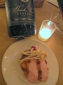 A Grand Feast of Oregon, by Hawks View Cellars and Irving St Kitchen: Pairing 3 of Marinated Pork Chop, Country Ham & Shelling Bean Ragout and Celery Root Apple Slaw with 2010 Hawks View Oregon Pinot Noir