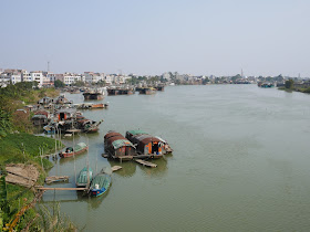 house boats on the Moyang River in in Yangjiang, China