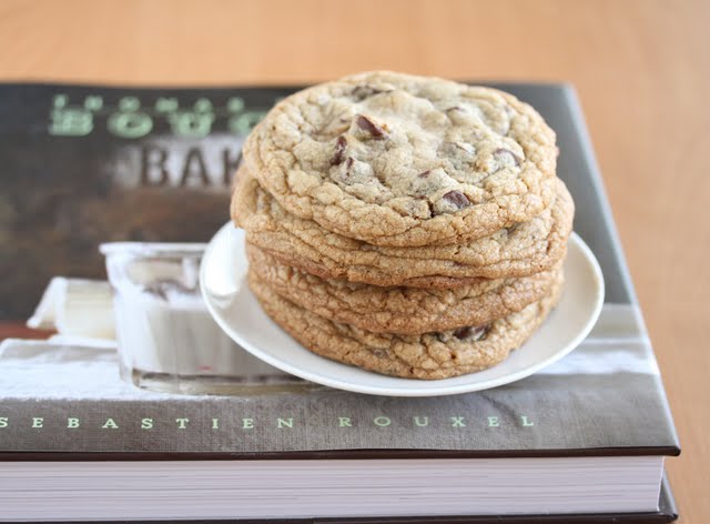 photo of a stack of Bouchon's Chocolate Chip Cookies