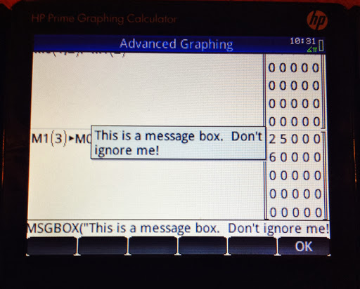 Eddie's Math and Calculator Blog: HP Prime Programming Tutorial #2: MSGBOX,  IF-THEN-ELSE, PRINT, FOR