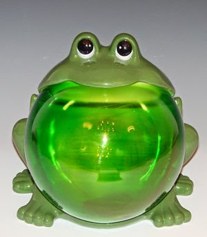 Ceramic Frog/Glass Belly Cookie Jar