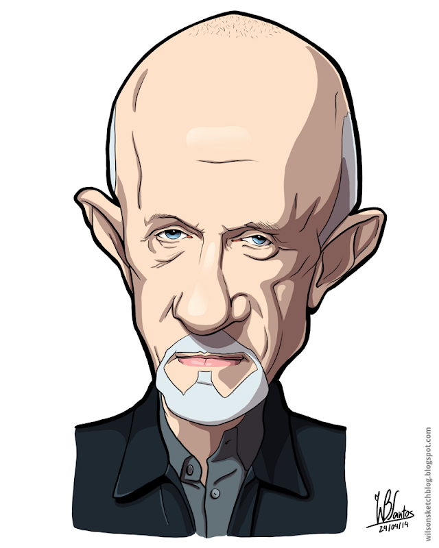 Cartoon caricature of Mike Ehrmantraut from Breaking Bad. Cartoon caricature of Mike Ehrmantraut from Breaking Bad.