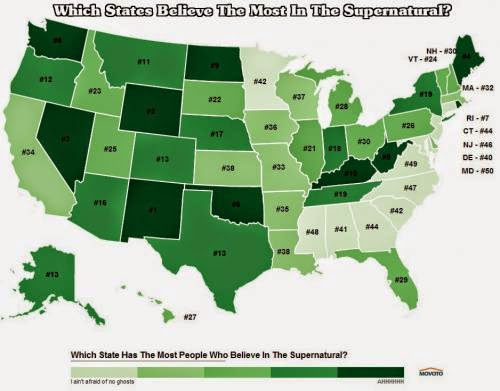 Fascinating Map Shows Which States In The Us Believe Most In The Supernatural