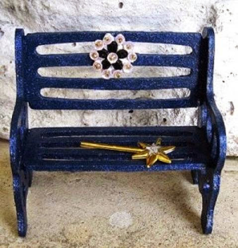 Midnight Fairy Miniature Bench Navy Blue Gothic Dollhouse Furniture By Fantasycrafts