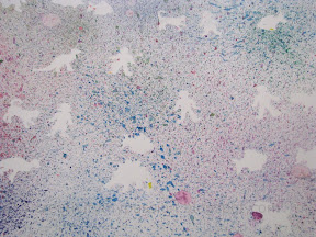 Foam Stickers Resist Splatter Painting