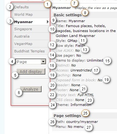 Drupal Views 2 module Display and Default Settings