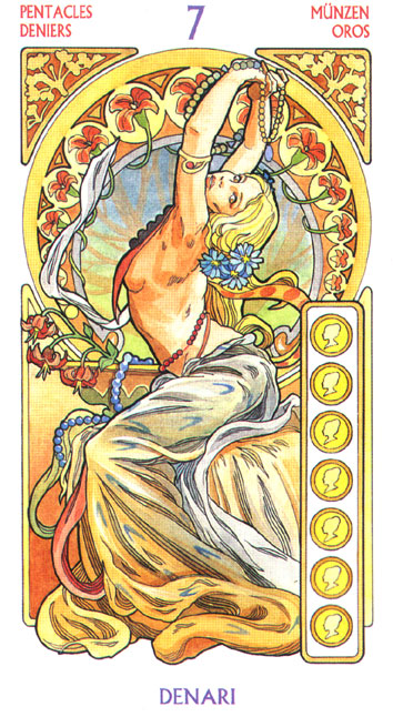 Art Nouveau Tarot Antonella Castelli (Таро Галерея). Галерея и описание карт - Страница 2 Denari%252007