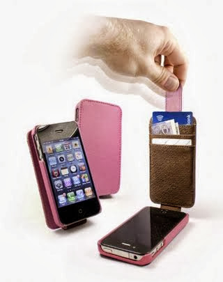 Tuff-Luv 'Faux' Leather In-Genius Case Cover for Apple iPhone 4 / 4G / 4S - Cherry Blossom Pink