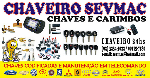 CHAVEIRO 24 HORAS - SEVMAC, Av. Tarumã, 1129 - Praça 14 de Janeiro, Manaus - AM, 69020-440, Brasil, Chaveiro, estado Amazonas