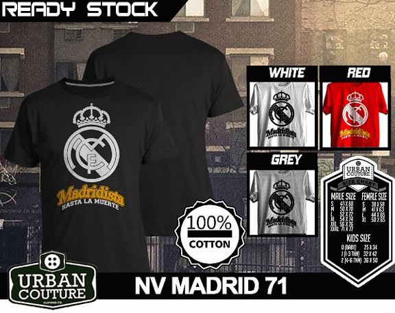 Jual Distro Tshirt Bola REAL MADRID :: Urban Couture :: 100% Cotton !!