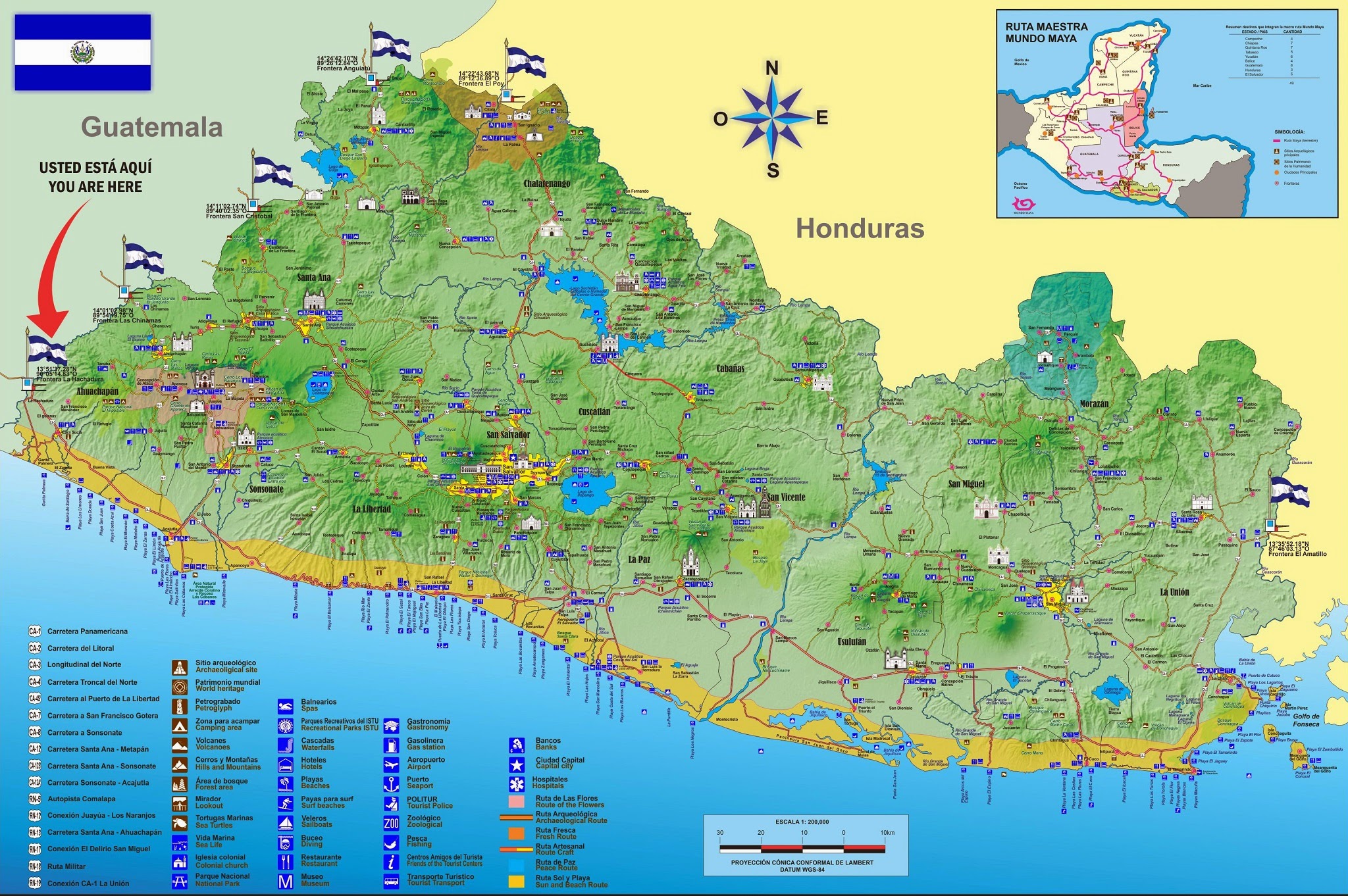 El Salvador Turismo Mapa