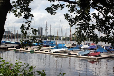 Boats on the Aussen Alster lake in Hamburg Germany