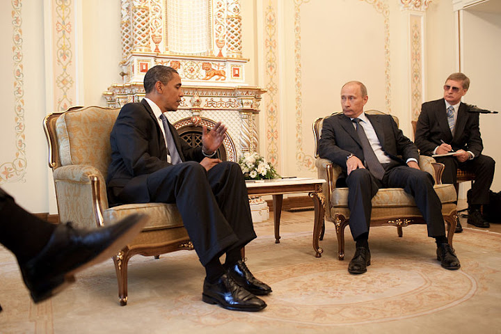 Barack Obama & Vladimir Putin at Putin's dacha in 2009