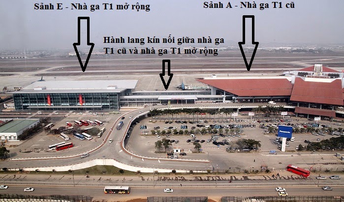 Vị trí sảnh E nhà ga T1 sân bay Nội Bài