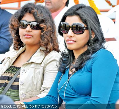 Praneetha and Salma attend Hyderabad Derby 2013, held in the city recently.