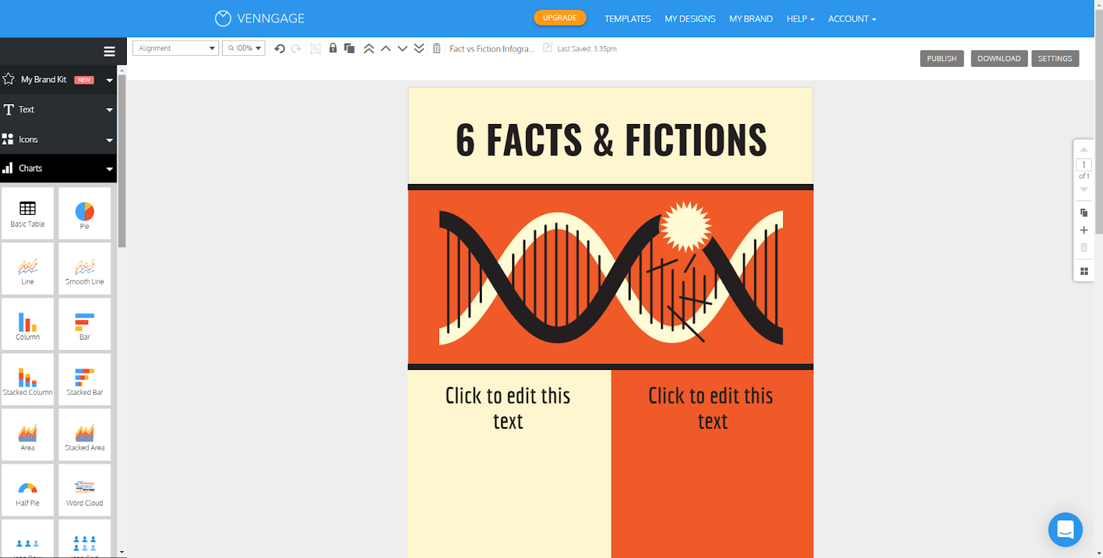 grauer Hintergrund Infografik-Maker mit einer braunen und orangefarbenen Infografik in Arbeit