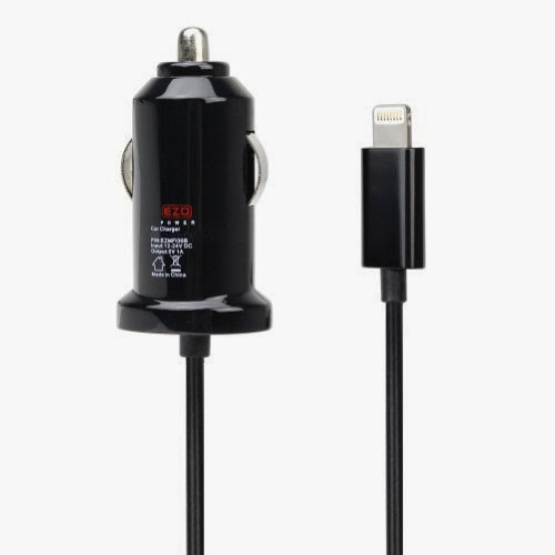  EZOPower Apple Certified Lightning 8-Pin Car Charger for iPhone 5 / 5S / 5C, iPod Touch 5, iPod Nano 7 - Black (No Overcharging) - (IOS7 Supported)