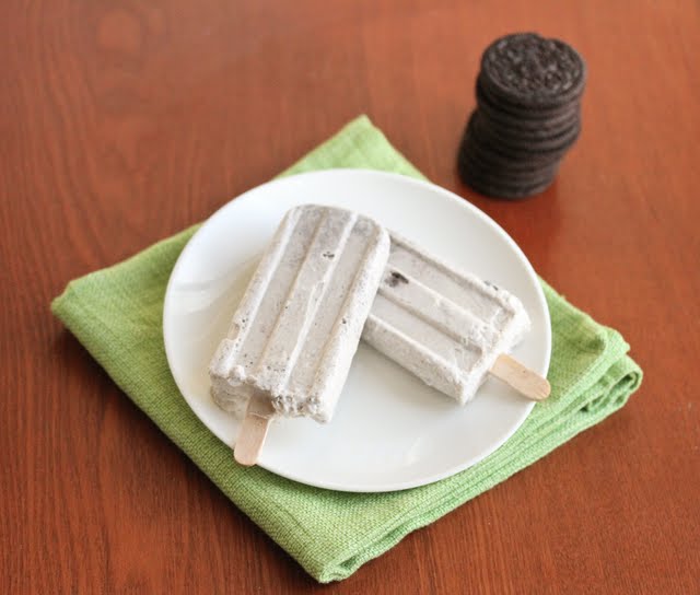 photo of two Cookies and Cream Ice Pops on a plate