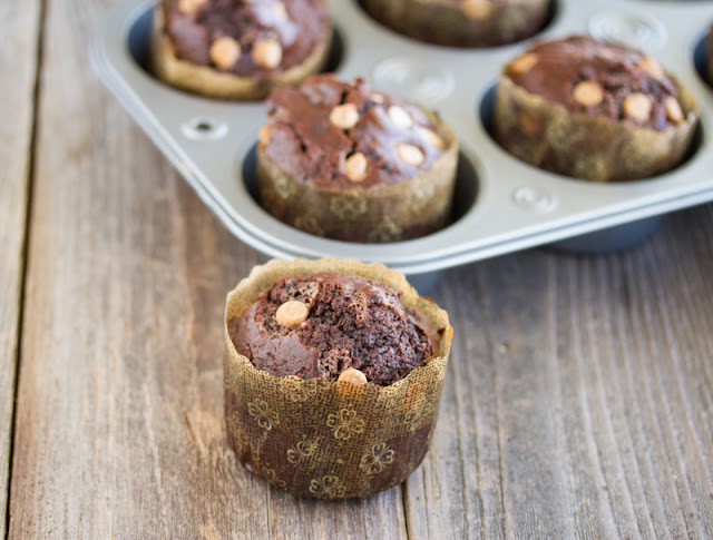 close-up photo of one Chocolate Espresso Muffin