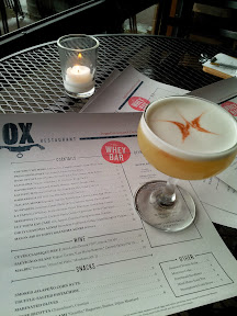 Ox restaurant cocktail at Whey Barwith the Tijuana Monk with Reposado Tequila, Benedictine, Lemon, Lime, Egg White