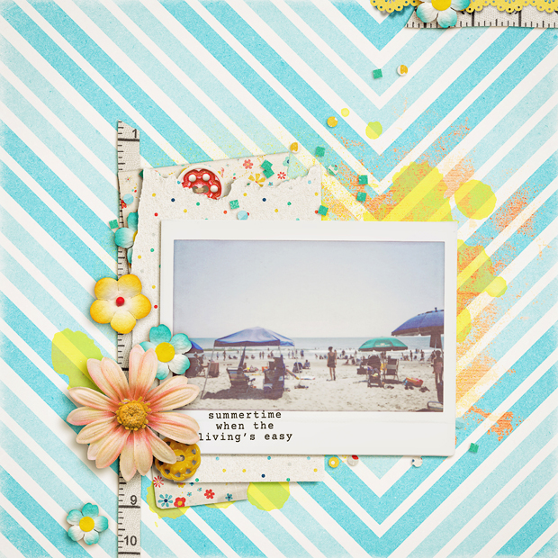 Summertime // Scrapbook Layout // Hello Summer by Zoe Pearn // Fuji Instax Wide