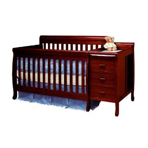  Athena Kimberly 3 in 1 Crib and Changer with Toddler Rail, Cherry