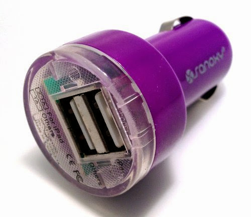  SANOXY® New Universal Dual USB Car Charger Adapter for Ebook-readers  &  Tablets, Compatible for your Apple iPHONE 5 4 4S 3GS, iPod, Samsung Galaxy S2 S3 i9100 i9300 Note II N7100 Note N7000 i9220 (PURPLE)