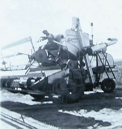 1960 self-propelled combine in Montana
