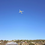 Our spot at Dockweiler Beach is directly below the LAX departure path