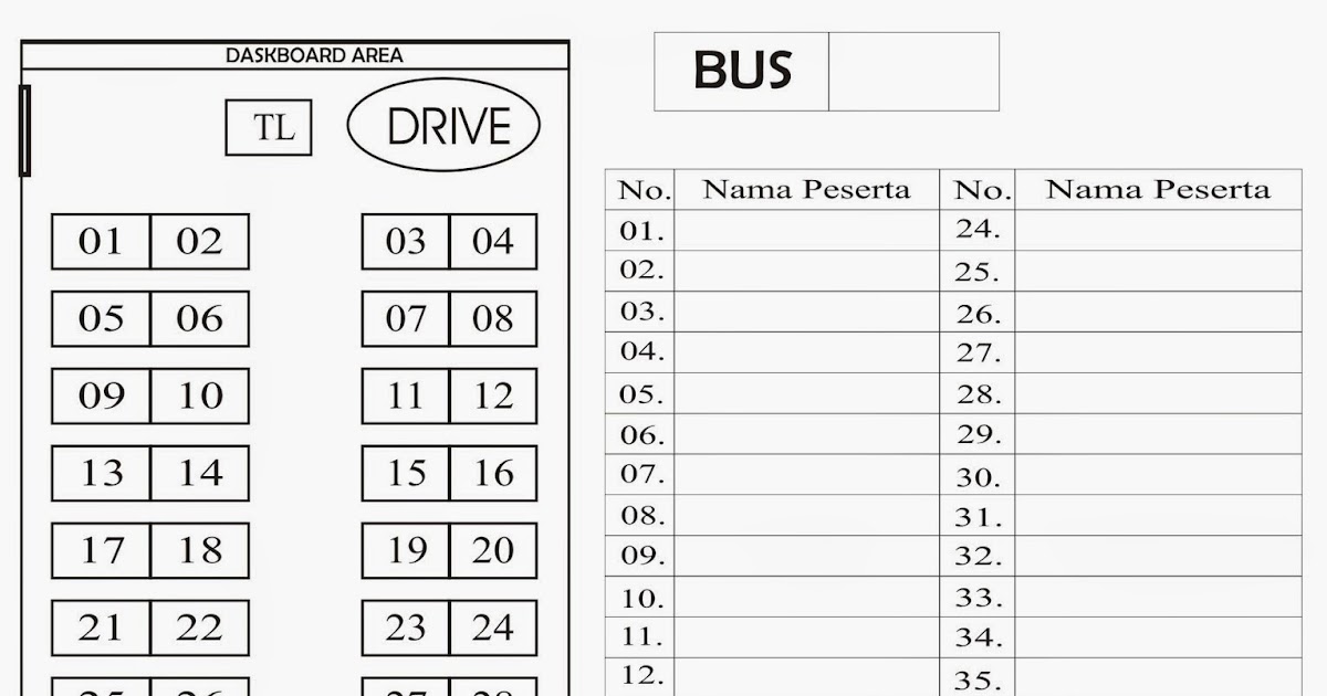 Denah Tempat Duduk Bus 50 Seat 2 2 - Data Tempat Pilihan