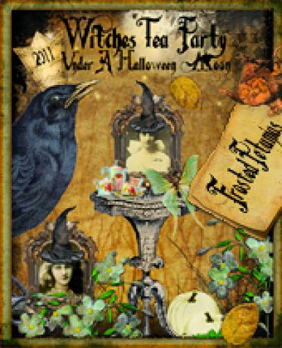 Witches Tea Party Under A Halloween Moon