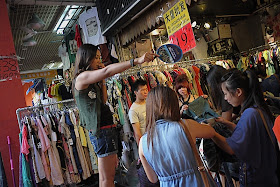 selling clothes at Dongmen in Shenzhen, China