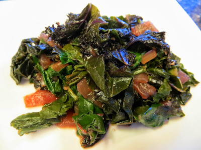 Recipe for Four Greens with Garlic Saute with mustard greens, kale, turnip or dandelion greens, and swiss chard. Have it with rice, as a side dish to a protein, top it with nuts or with a poached egg